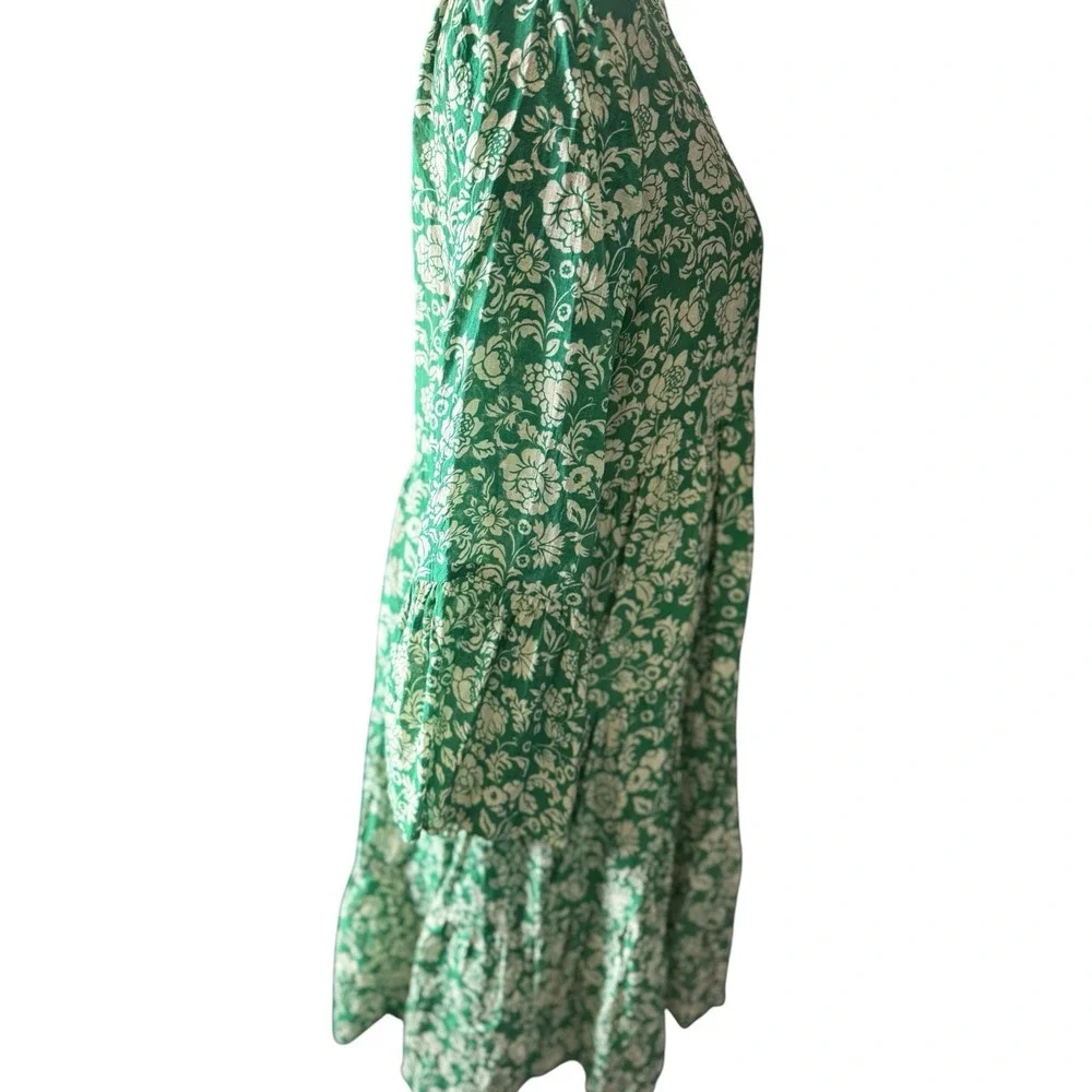 Choklate‎ Paris Babydoll Dress Womens M Green Excellent Floral Silk Blend Tiered
